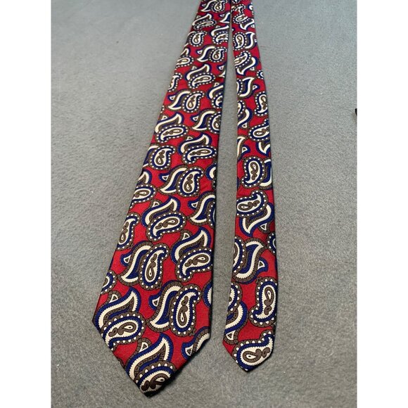 Colours by Alexander Julian Silk Tie Red Paisley Pattern Made in USA Mens Fashio - Picture 5 of 5